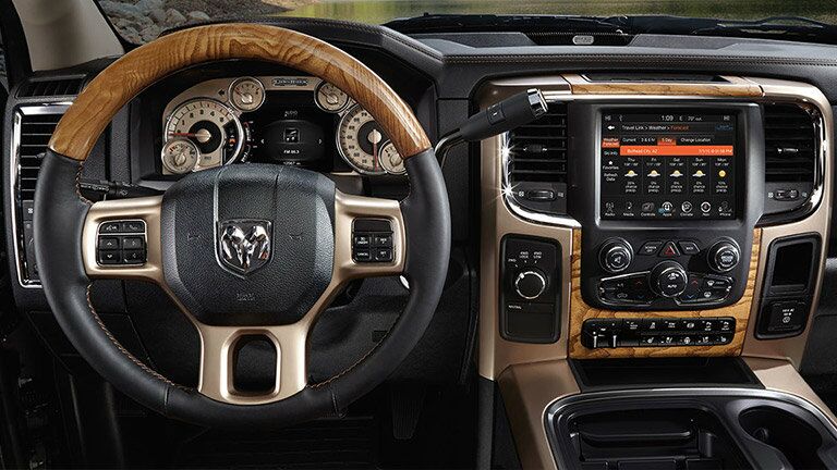 steering wheel and dashboard view of the 2016 Ram 2500