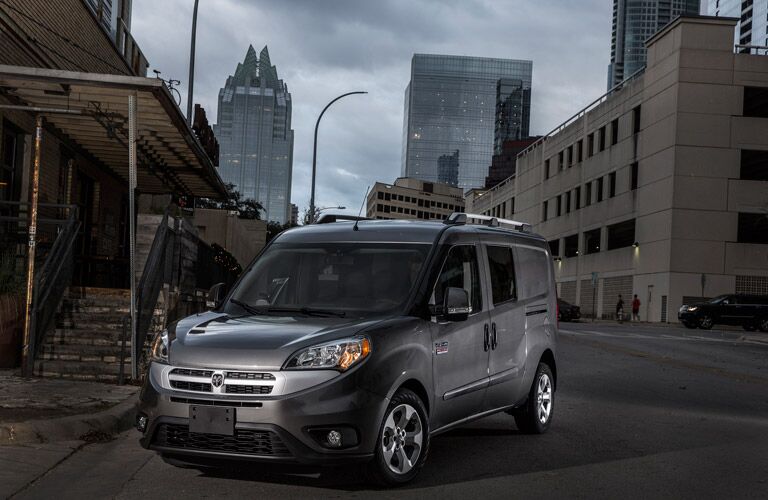 grey 2016 Ram ProMaster City in the city street