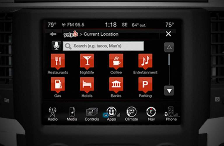 Uconnect infotainment system on the 2017 Ram 1500 Big Horn and Sport