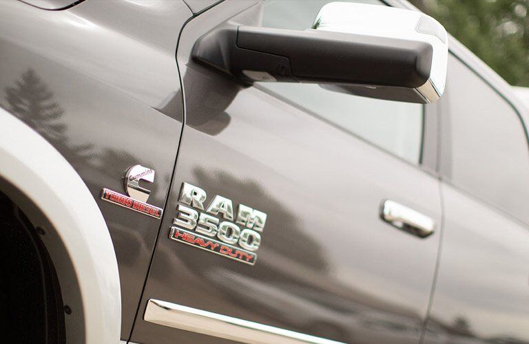 side view of the 2017 Ram 3500 door with heavy-duty branding