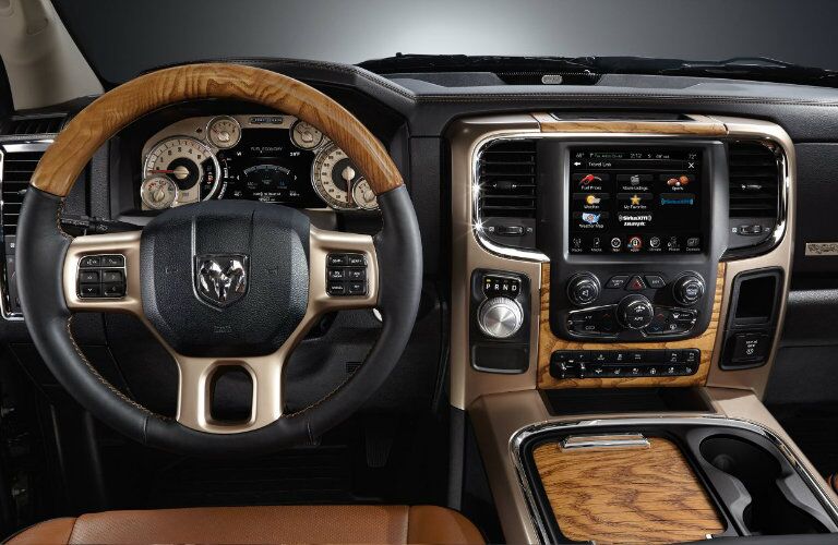 2017 Ram 1500 Laramie Longhorn wood and chrome dashboard