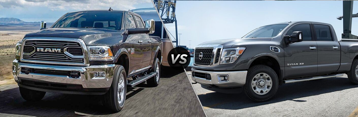comparision image of the 2018 Ram 2500 and 2018 Nissan Titan XD