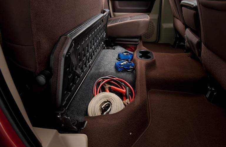 an available storage area in the rear of the 2018 Ram 2500