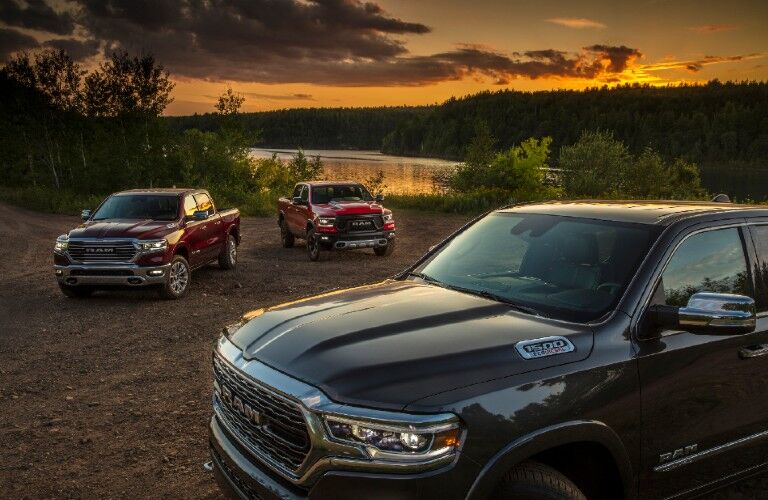 2021 Ram 1500 models in lot