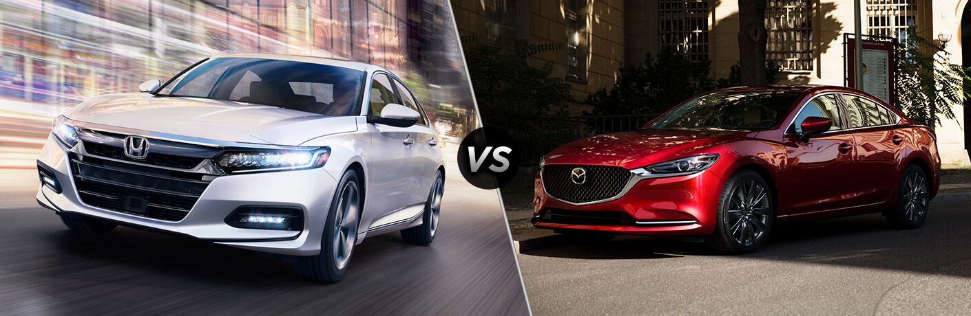 side by side images of the 2018 Honda Accord and 2018 Mazda6