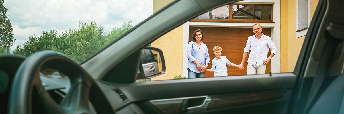 Happy young family with new car Happy young family with new car