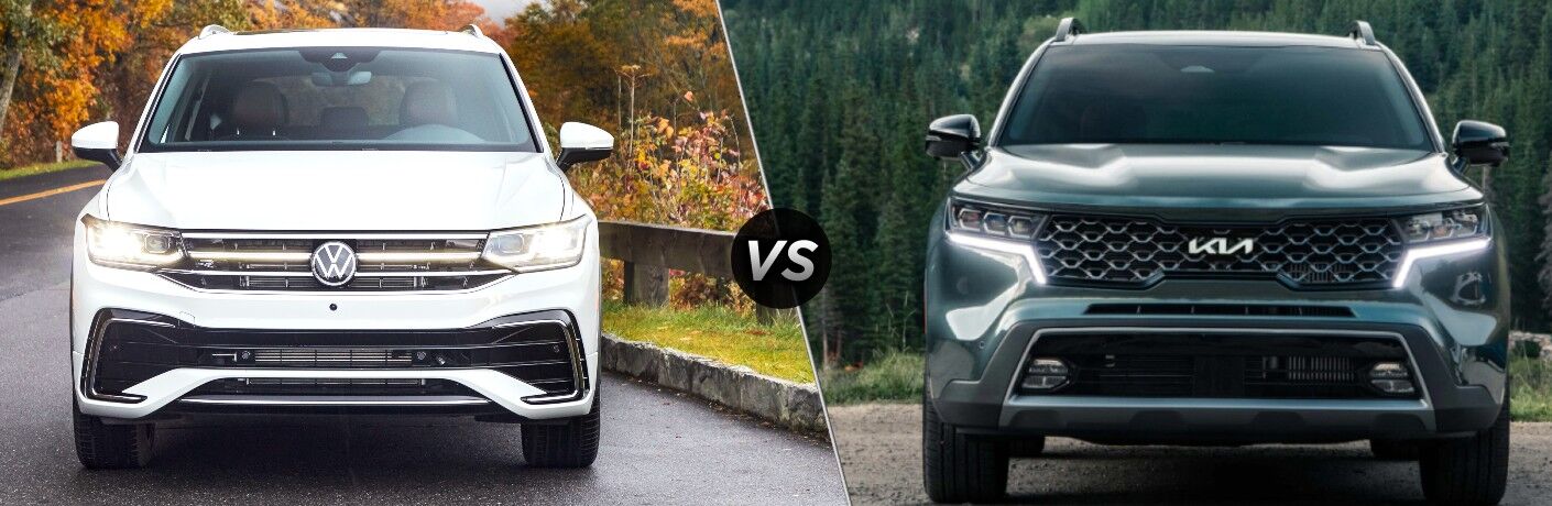 2022 Volkswagen Tiguan next to the 2022 Kia Sorento