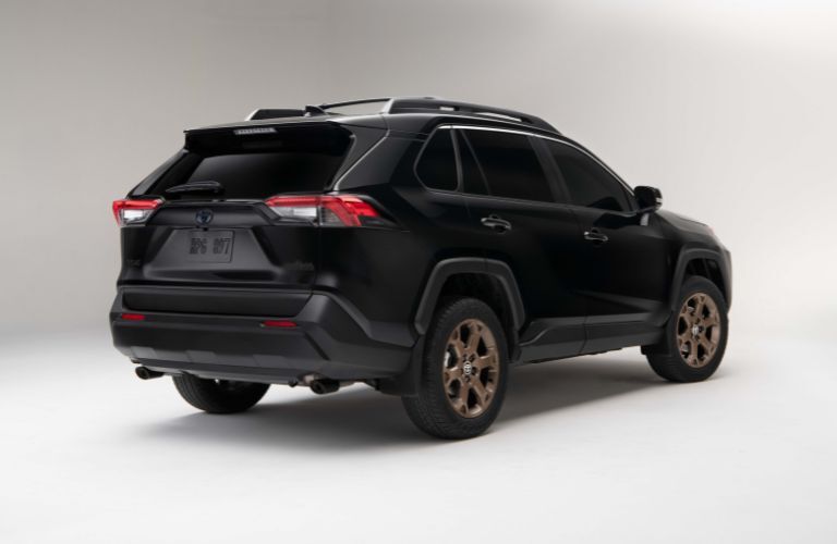 Rear view of the 2023 Toyota RAV4 Prime Black