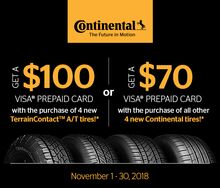 Receive $70-$100 back with Continental Tire Receive $70-$100 back with Continental Tire