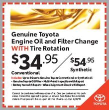 Toyota Engine Oil and Filter Change with Tire Rotation Toyota Engine Oil and Filter Change with Tire Rotation
