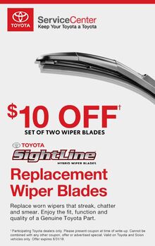 $10 off set of two wiper blades $10 off set of two wiper blades