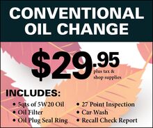 $29.95 Conventional Oil Change Special $29.95 Conventional Oil Change Special