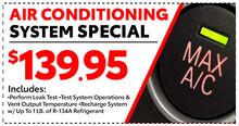 Air Conditioning System Special $139.95 Air Conditioning System Special $139.95