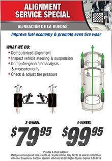 Alignment Service Special 2-Wheel: $79.95 & 4-Wheel: $99.95 Alignment Service Special 2-Wheel: $79.95 & 4-Wheel: $99.95