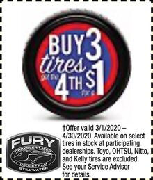 Buy 3 tires get a 4th for $1 Buy 3 tires get a 4th for $1