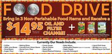 Food Drive Oil and Filter Chage Special Food Drive Oil and Filter Chage Special