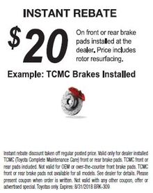 Instant Toyota Brake Savings Instant Toyota Brake Savings