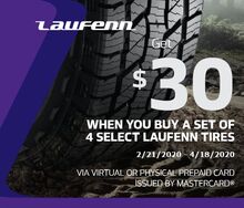 Laufenn Tires- Receive a $30 Prepaid Card Laufenn Tires- Receive a $30 Prepaid Card