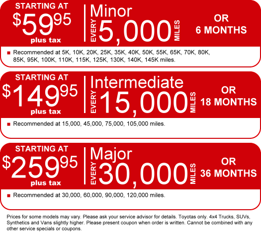 Maintenance Specials Maintenance Specials