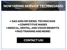 Now Hiring Service Technicians! Now Hiring Service Technicians!