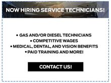 Now Hiring Service Technicians! Now Hiring Service Technicians!