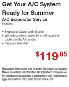 Summer Savings On A/C Evaporator Service Summer Savings On A/C Evaporator Service