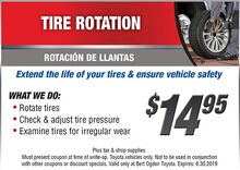 TIRE ROTATION $14.95 TIRE ROTATION $14.95
