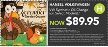 VW Synthetic Oil Change(on select models) VW Synthetic Oil Change(on select models)