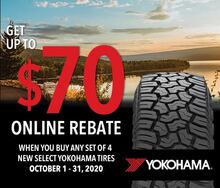 Yokohama Tires - Receive up to $70 Online Rebate Yokohama Tires - Receive up to $70 Online Rebate