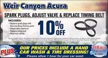 10% Off Spark Plugs, Adjust Valve and Replace Timing Belt 10% Off Spark Plugs, Adjust Valve and Replace Timing Belt