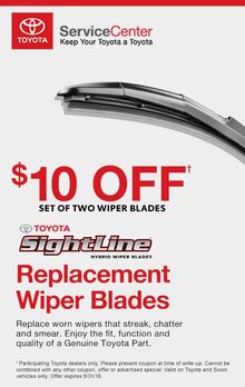 $10 off set of two wiper blades $10 off set of two wiper blades