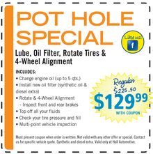 $129.99 Pot Hole Special $129.99 Pot Hole Special