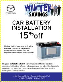 15% OFF CAR BATTERY INSTALLATION 15% OFF CAR BATTERY INSTALLATION
