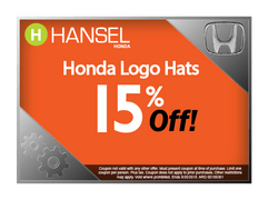 15% Off Honda Logo Hats 15% Off Honda Logo Hats