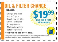 $19.99 Oil & Filter Change $19.99 Oil & Filter Change