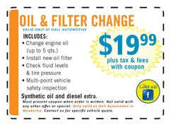 $19.99 Oil & Filter Change $19.99 Oil & Filter Change