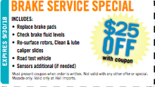 $25 Off Brake Service $25 Off Brake Service