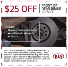 $25 Off front or rear Brake service $25 Off front or rear Brake service
