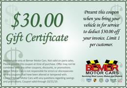 $30 Gift Certificate $30 Gift Certificate
