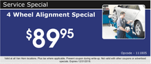 4 WHEEL ALIGNMENT SPECIAL 4 WHEEL ALIGNMENT SPECIAL