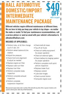 $40 off Intermediate Maintenance Package $40 off Intermediate Maintenance Package