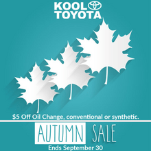 $5 off conventional or synthetic oil change in September $5 off conventional or synthetic oil change in September