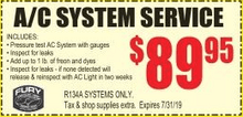 A/C System Service A/C System Service