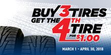 Buy 3 Tires, Get the 4th for $1! Buy 3 Tires, Get the 4th for $1!