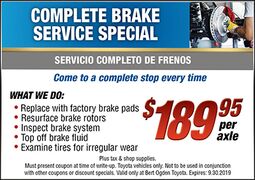 Complete Brake Service Special $189.95 Complete Brake Service Special $189.95