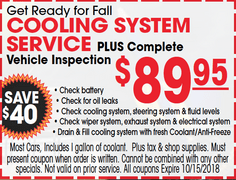 Cooling System Service PLUS Complete Vehicle Inspection Cooling System Service PLUS Complete Vehicle Inspection