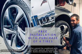 FREE INSTALLATION WITH PURCHASE OF 4 TIRES FREE INSTALLATION WITH PURCHASE OF 4 TIRES