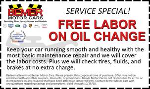 FREE LABOR ON OIL CHANGE FREE LABOR ON OIL CHANGE