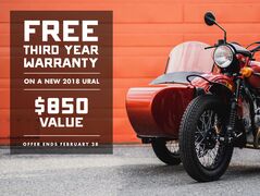 FREE THIRD YEAR WARRANTY ON A NEW 2018 URAL! FREE THIRD YEAR WARRANTY ON A NEW 2018 URAL!