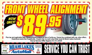 Front Wheel Alignment Special Front Wheel Alignment Special